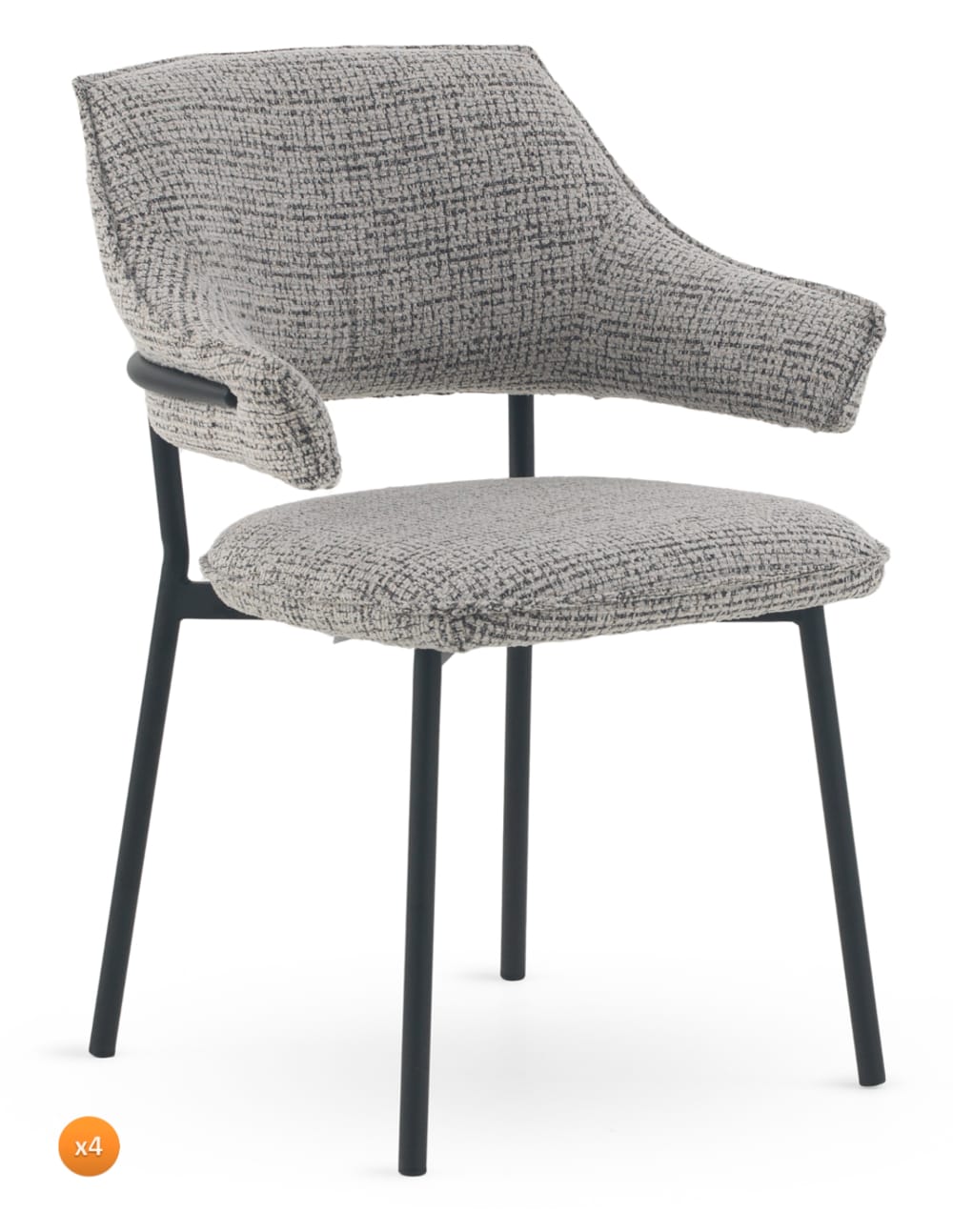 Wohnli Möbelsuche - 4er-Set Polstersessel Chenille hellgrau meliert