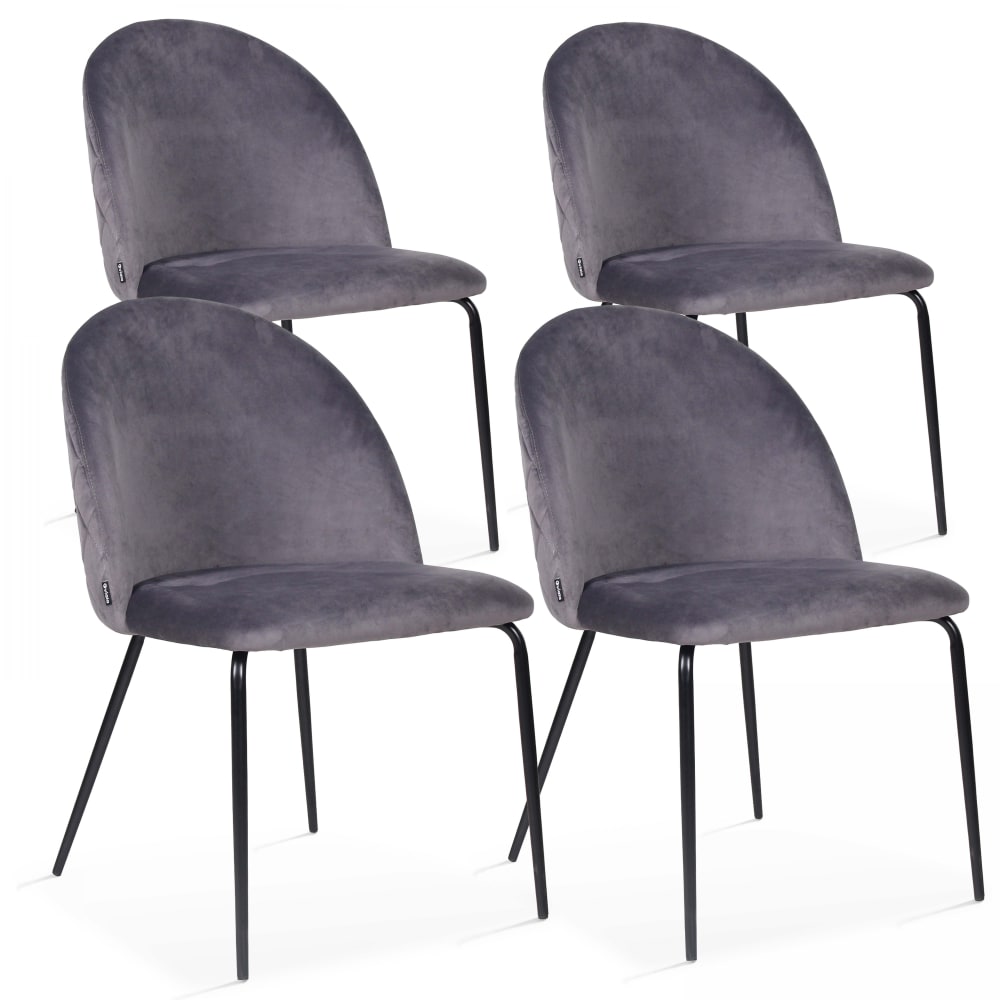 Wohnli Möbelsuche - 4er-Set Samtstühle Grau