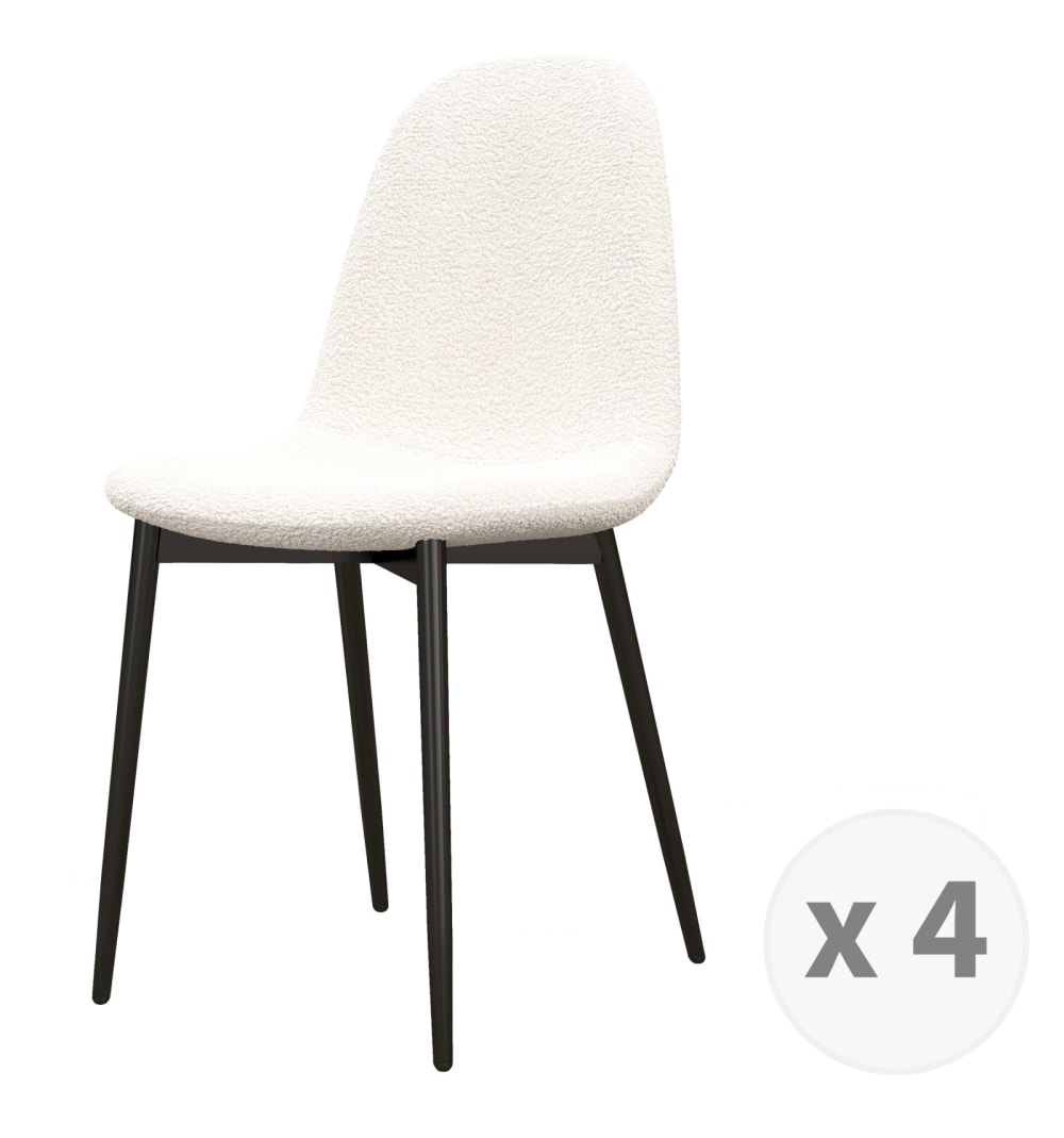 Wohnli Möbelsuche - 4er Set Stühle mit Bouclé- Stoff und Metall