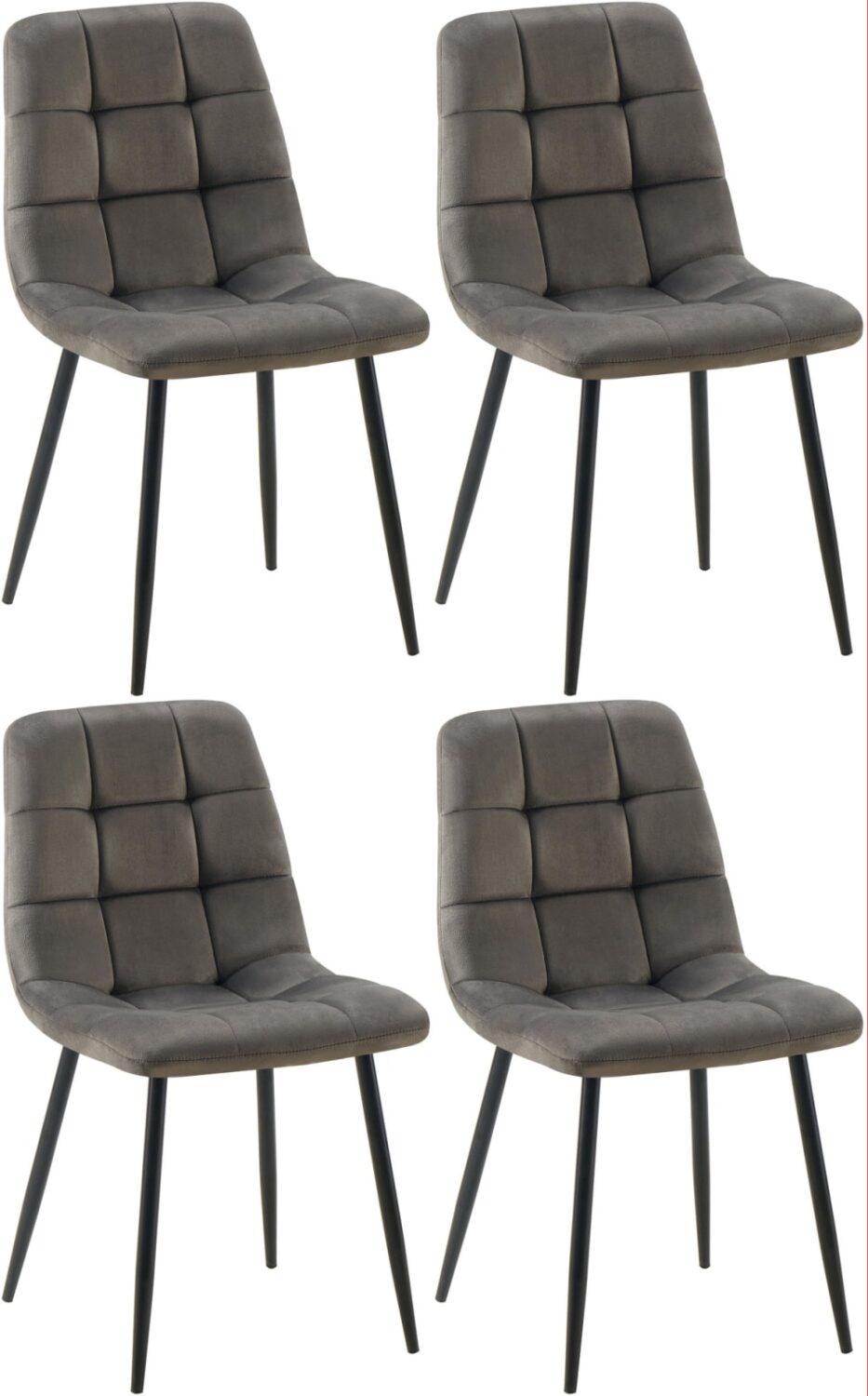 Wohnli Möbelsuche - 4er Set Stühle mit Metallgestell und Sitz aus Samt anthrazit