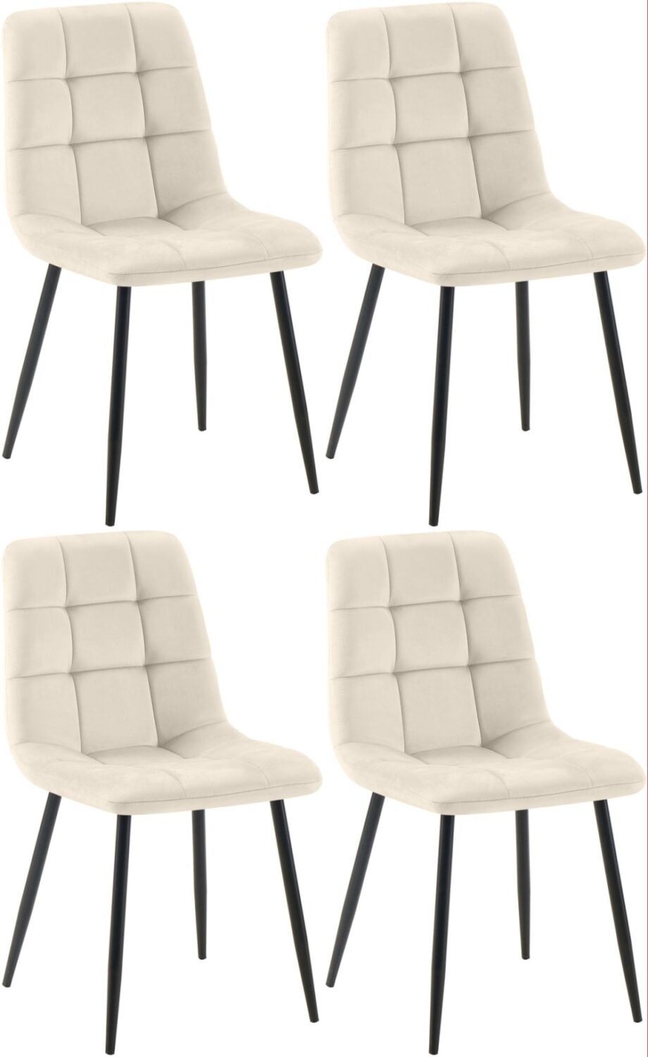 Wohnli Möbelsuche - 4er Set Stühle mit Metallgestell und Sitz aus Samt creme