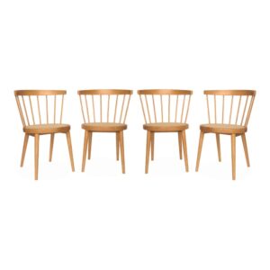 Wohnli Möbelsuche - 4er-Set Stühle naturfarben aus Holz und Rohrgeflecht