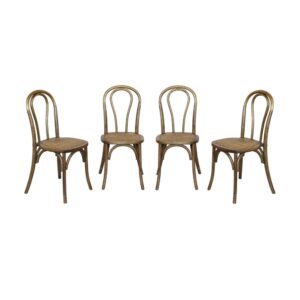 Wohnli Möbelsuche - 4er-Set Vintage-Stühle aus Holz mit Sitzfläche aus Rattan