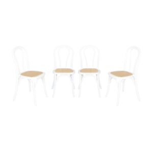 Wohnli Möbelsuche - 4er-Set Vintage-Stühle aus Holz mit Sitzfläche aus Rattan