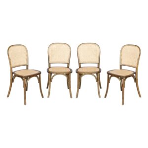 Wohnli Möbelsuche - 4er-Set Vintage-Stühle aus Holz und Rattan