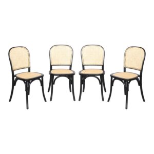 Wohnli Möbelsuche - 4er-Set Vintage-Stühle aus Holz und Rattan