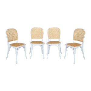 Wohnli Möbelsuche - 4er-Set Vintage-Stühle aus Holz und Rattan