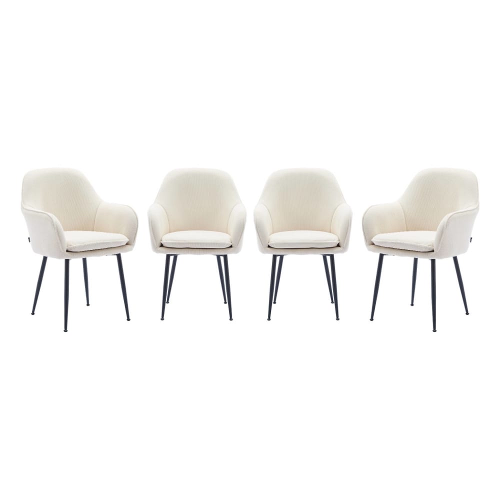 Wohnli Möbelsuche - 4er-Set antikweiße Samt-Sessel mit Metalbeinen