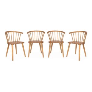 Wohnli Möbelsuche - 4er-Set naturfarbene Sprossenstühle aus Holz und Sperrholz
