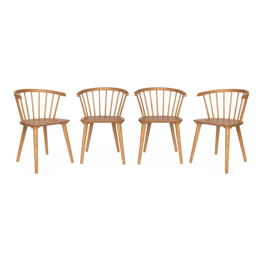 Wohnli Möbelsuche - 4er-Set naturfarbene Sprossenstühle aus Holz und Sperrholz