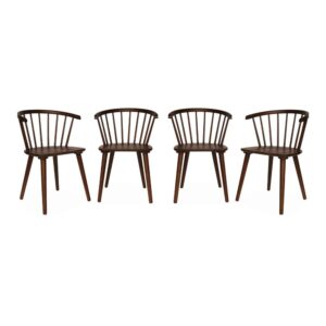 Wohnli Möbelsuche - 4er-Set nussbaumfarbene Sprossenstühle aus Holz und Sperrholz