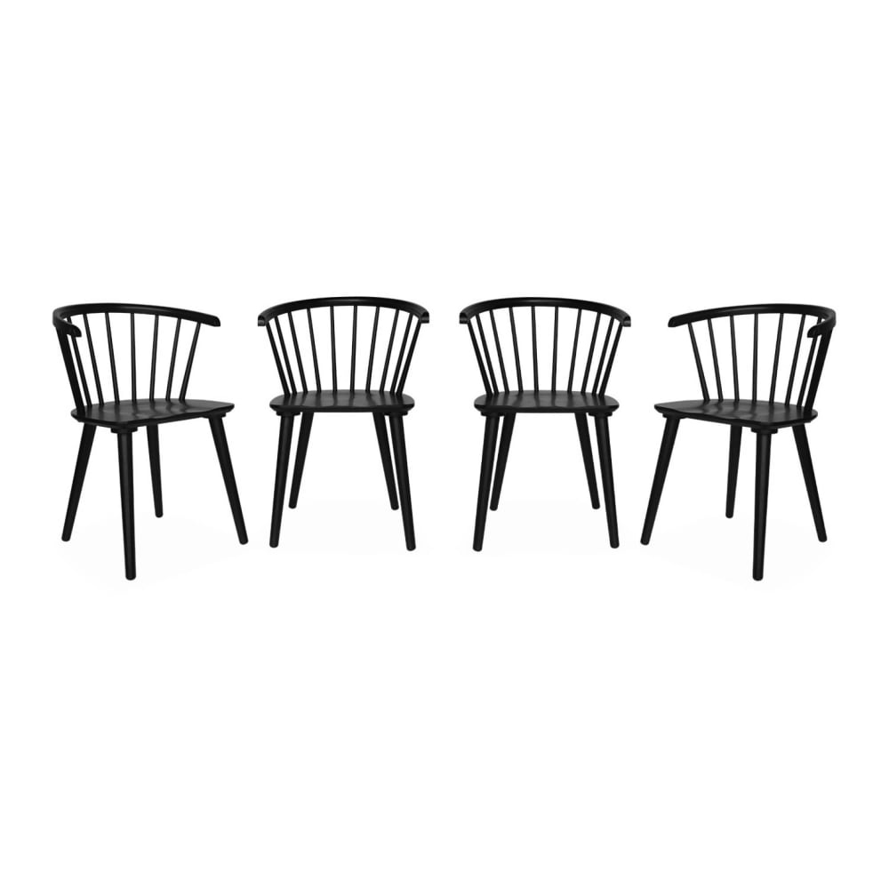 Wohnli Möbelsuche - 4er-Set schwarze Sprossenstühle aus Holz und Sperrholz
