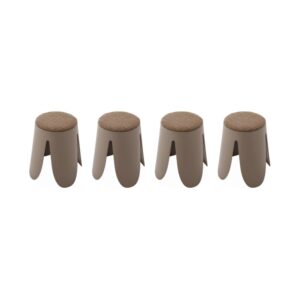 wohnli-moebel-suche-4er-Set-stapelbare-Hocker-braun-strukturierter-Bouclebezug Wohnli Möbelsuche - 4er Set stapelbare Hocker