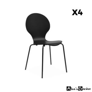 Wohnli Möbelsuche - 4er-Set stapelbare Retro-Stühle - schwarz