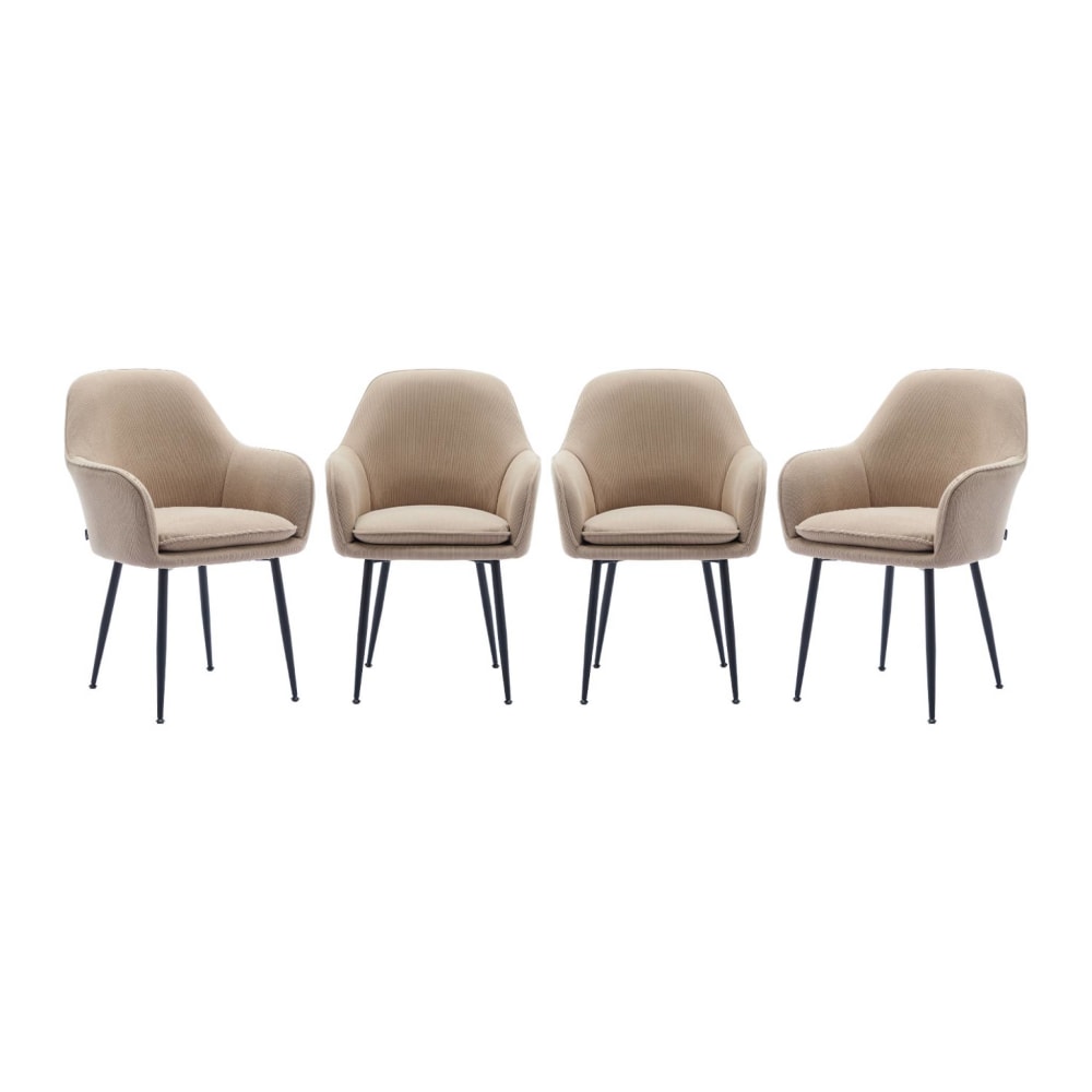 Wohnli Möbelsuche - 4er-Set taupefarbene Samt-Sessel mit Metalbeinen