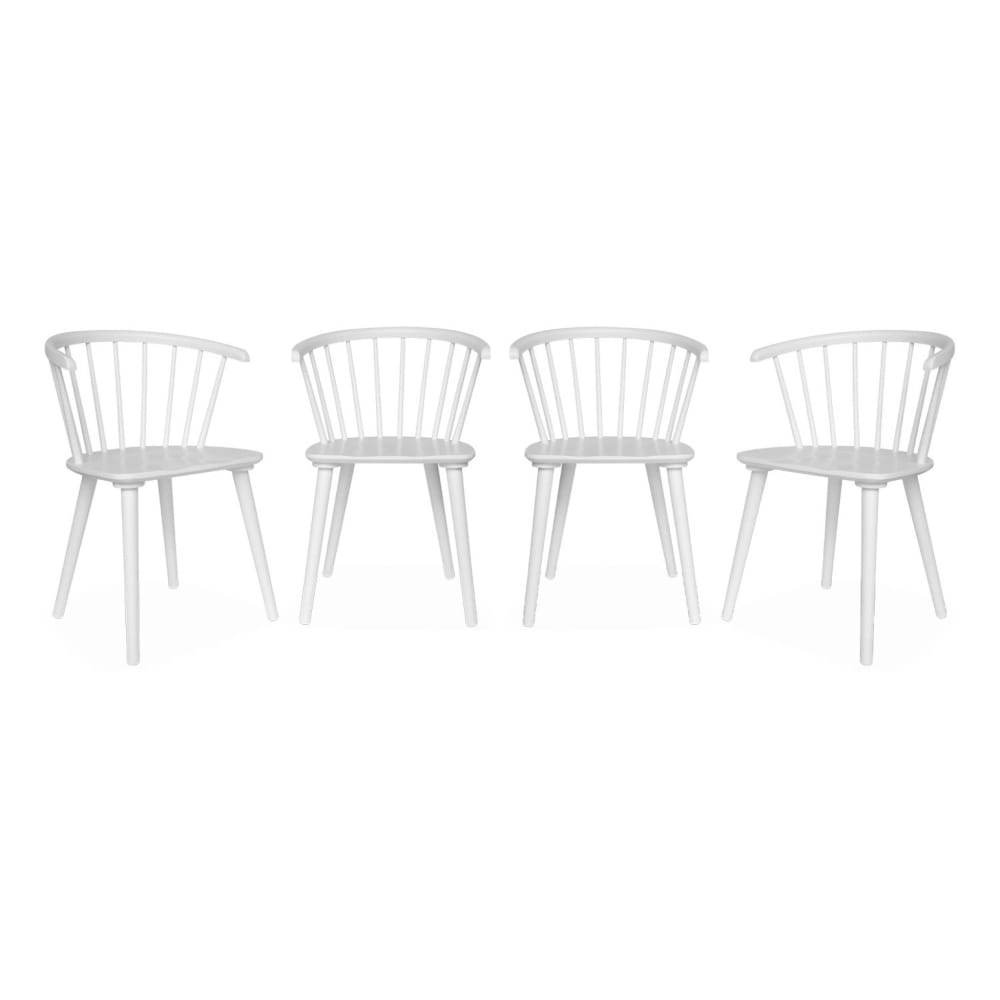 Wohnli Möbelsuche - 4er-Set weiße Sprossenstühle aus Holz und Sperrholz