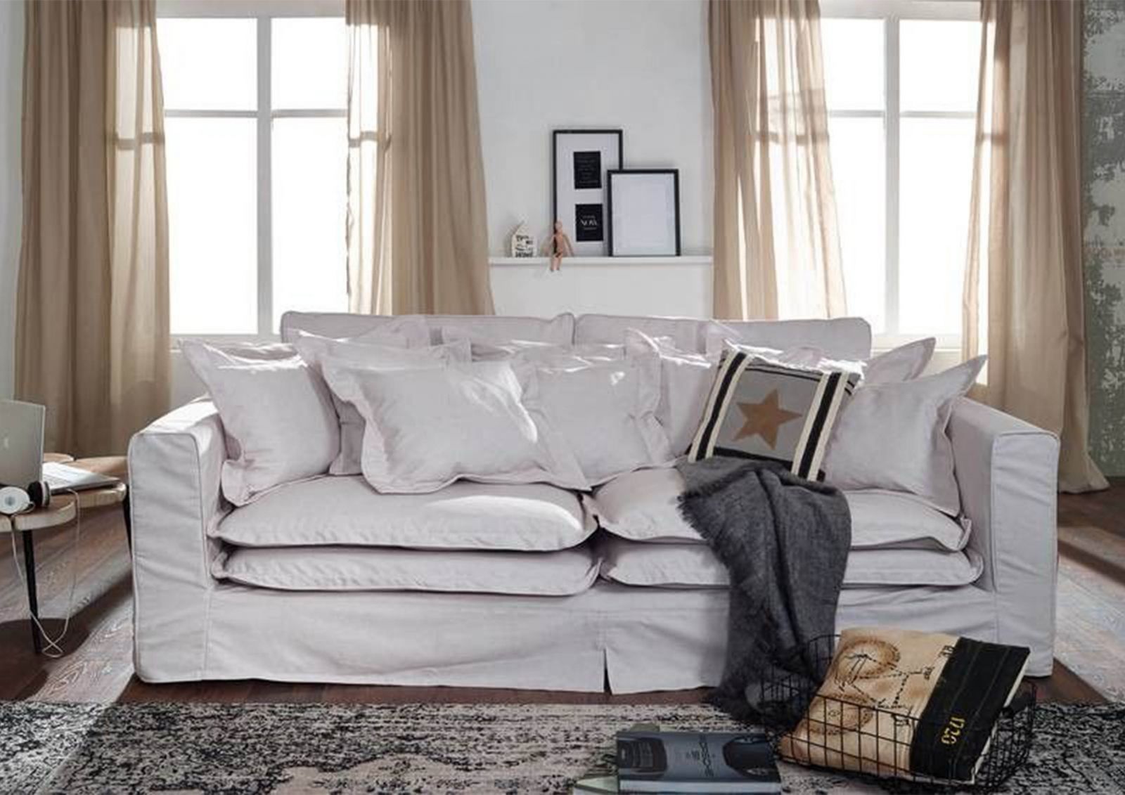 Wohnli Möbelsuche - Hussensofa 3-Sitzer 236x138x76 weiß KINGSTON