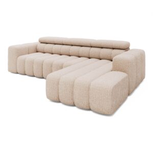Ecksofa Ottomane rechts Chenille 289x188x78 beige KONSTANTIN Massivmoebel24 DE Möbel/Sofas/Ecksofas Beige B:289, H:78, T:188