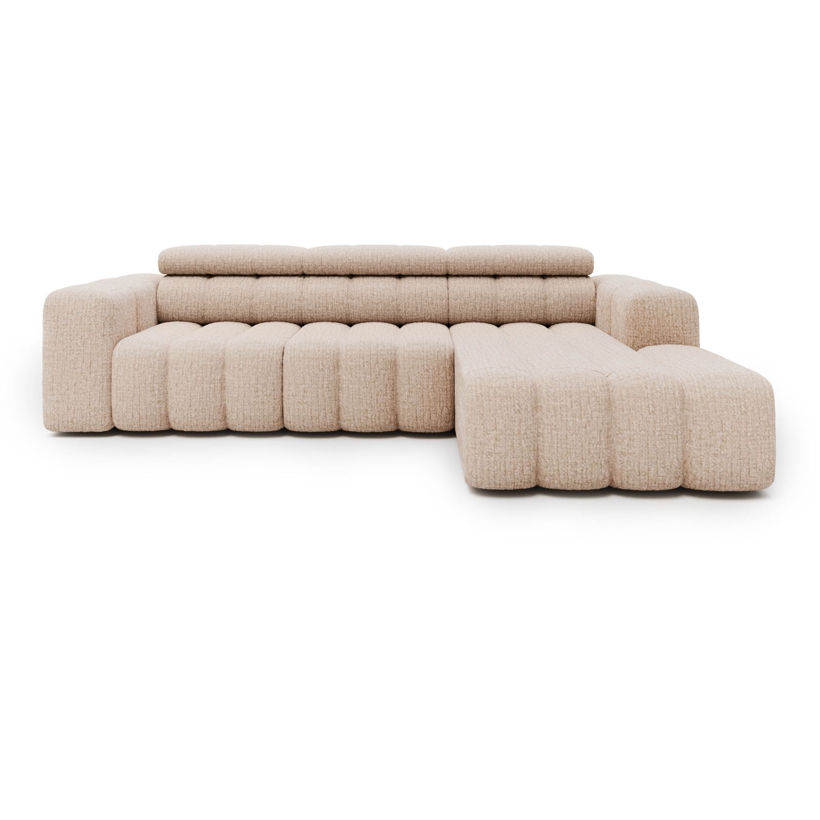 Wohnli Möbelsuche - Ecksofa Ottomane rechts Chenille 289x188x78 beige KONSTANTIN