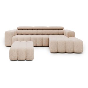 Wohnli Möbelsuche - Ecksofa Ottomane rechts mit Hocker Chenille 289x188x78 beige KONSTANTIN