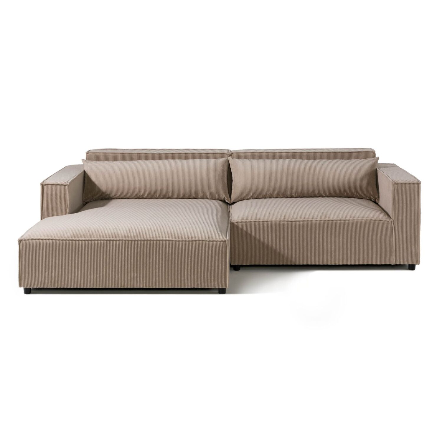 Wohnli Möbelsuche - Ecksofa Ottomane links Cord Velours 266x150x80 beige FINN