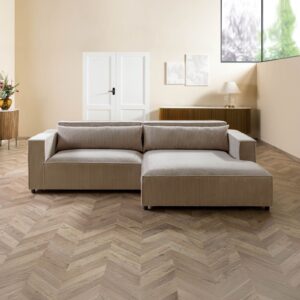 Ecksofa Ottomane rechts Cord Velours 266x150x80 beige FINN Massivmoebel24 DE Möbel/Sofas/Ecksofas Beige B:266, H:80, T:150