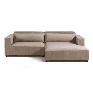 Wohnli Möbelsuche - Ecksofa Ottomane rechts Cord Velours 266x150x80 beige FINN