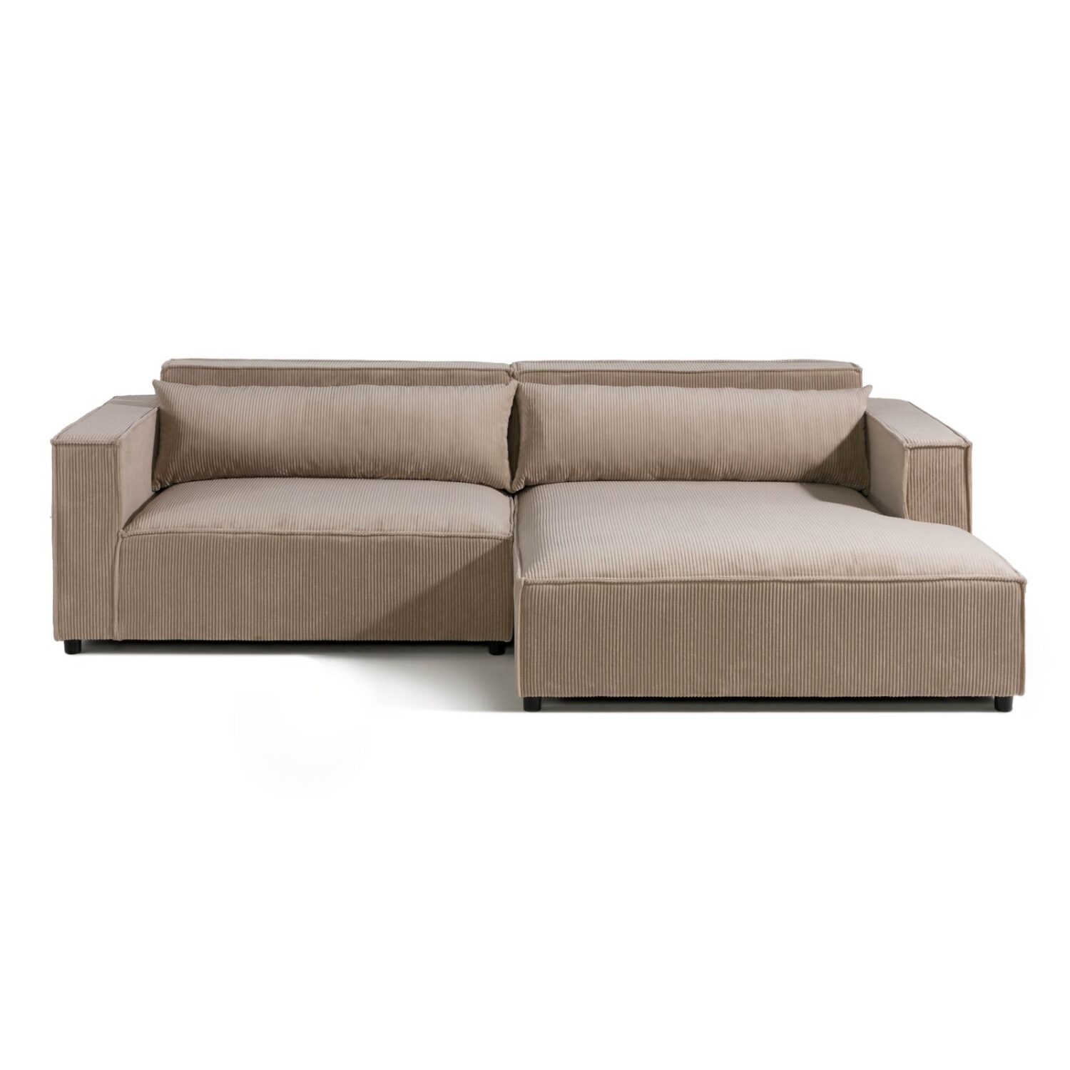 Wohnli Möbelsuche - Ecksofa Ottomane rechts Cord Velours 266x150x80 beige FINN
