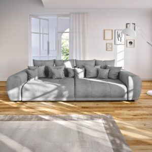 Bigsofa Geflechtstoff 310x135x86 grau MIRELLA Massivmoebel24 DE Möbel/Sofas/Bigsofas Grau B:310, H:86, T:135