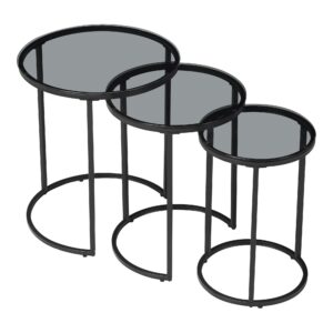 SATZTISCH Kyyjärvi im 3er Set Glas [en.casa] Möbel > Tische > Beistelltische Grau