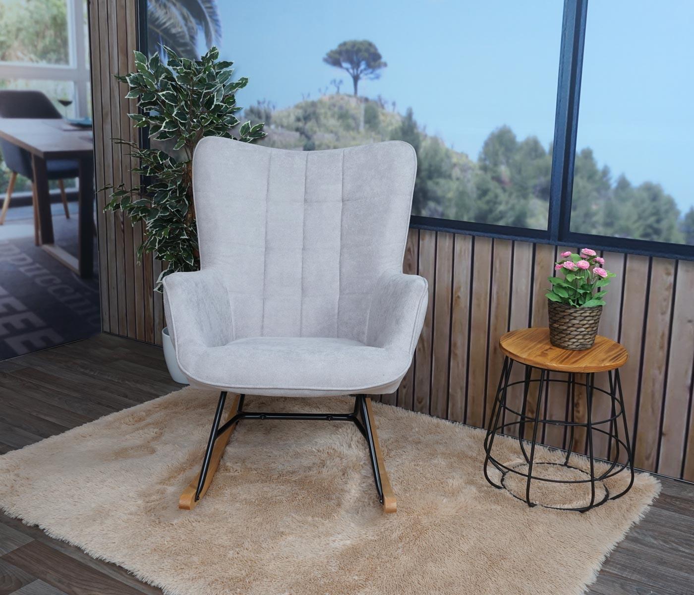 wohnli-moebel-suche-800000414805-1 SCHAUKELSTUHL Grau Textil MCW Möbel > Sessel > Relaxsessel Grau