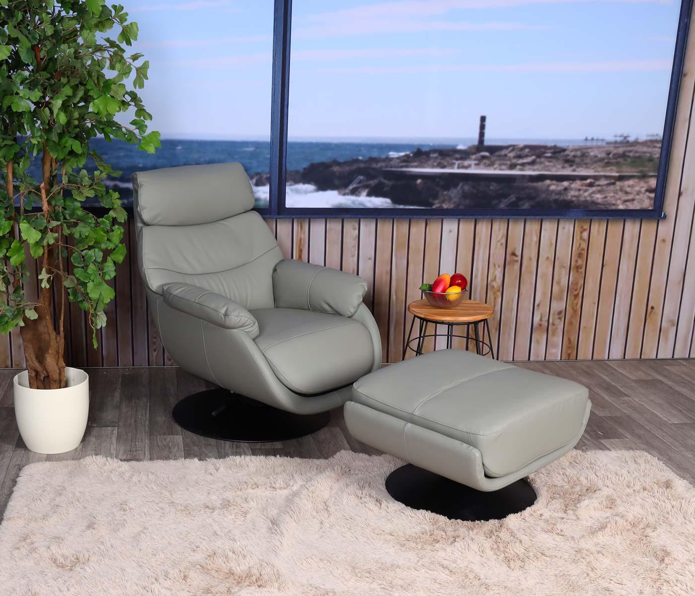 RELAXSESSEL MIT HOCKER Grau Textil MCW Möbel > Sessel > Relaxsessel Grau