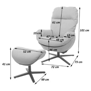 wohnli-moebel-suche-800000414967-1 RELAXSESSEL + HOCKER Grau Textil MCW Möbel > Sessel > Polstersessel Grau