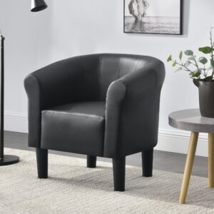 SESSEL Jelgava Kunstleder Schwarz Textil [en.casa] Möbel > Sessel > Polstersessel Schwarz