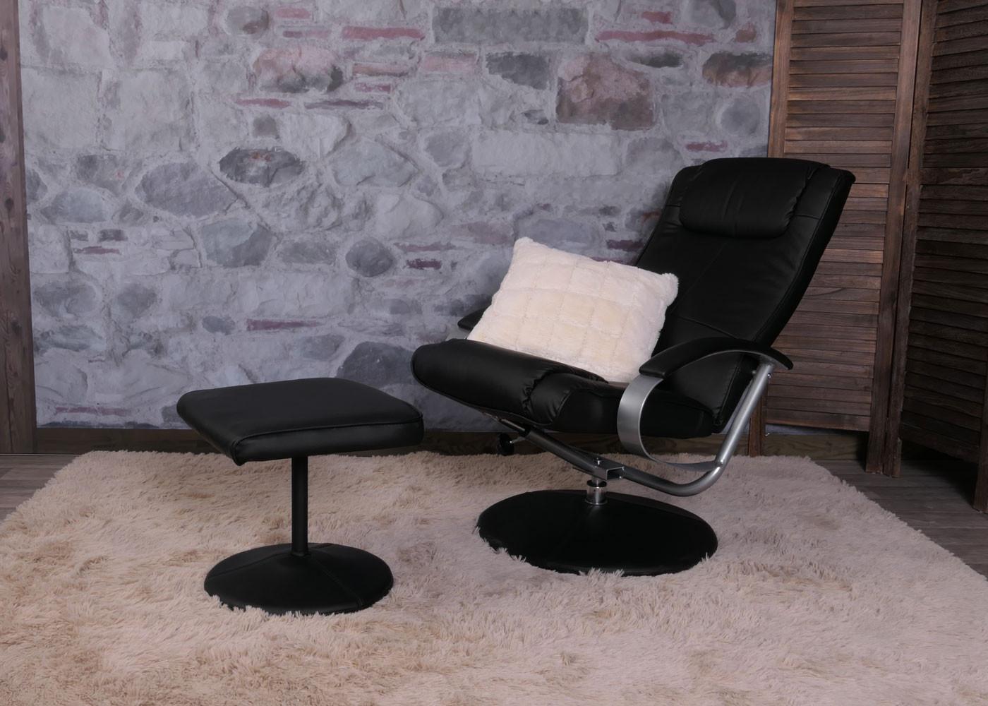 wohnli-moebel-suche-800000415016-1 RELAXSESSEL MIT HOCKER Schwarz Textil MCW Möbel > Sessel > Polstersessel Schwarz