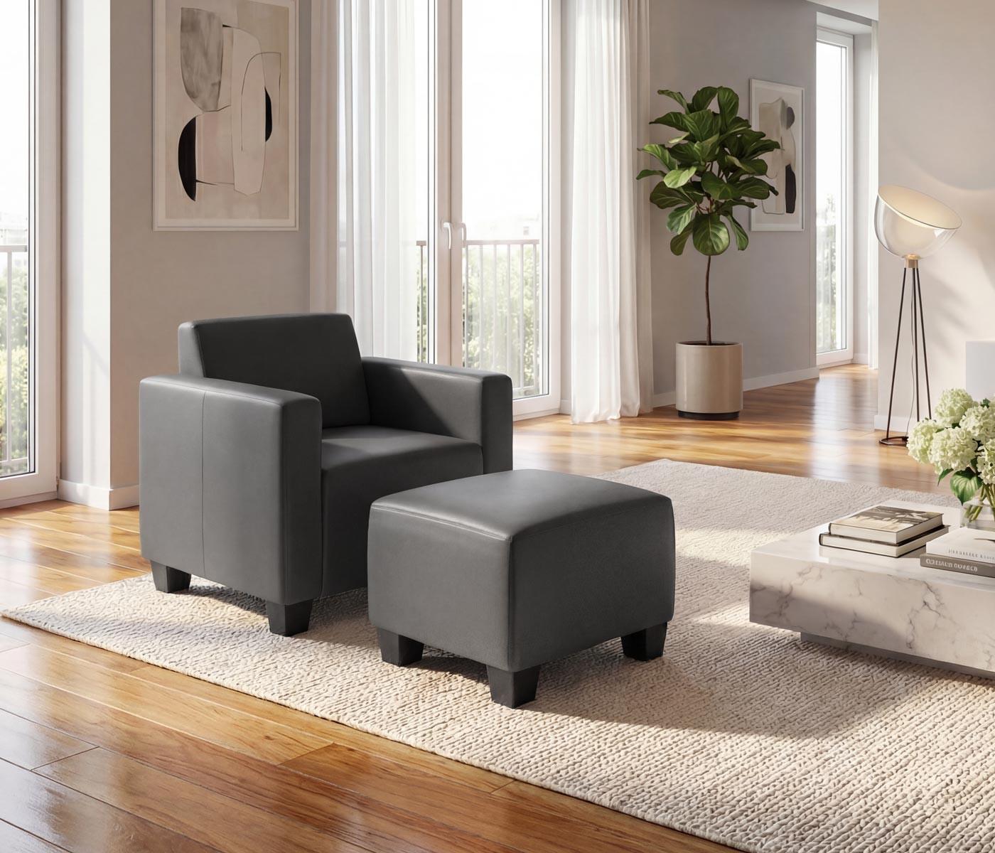 SESSEL MIT OTTOMANE Grau Textil MCW Möbel > Sessel > Polstersessel Grau