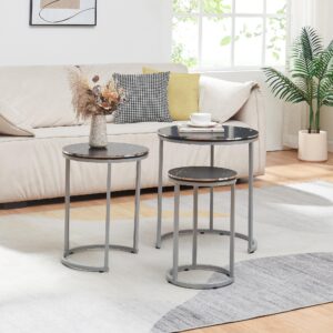 SATZTISCH Bornholm 50/50/55 Holzwerkstoff [en.casa] Möbel > Tische > Beistelltische Schwarz