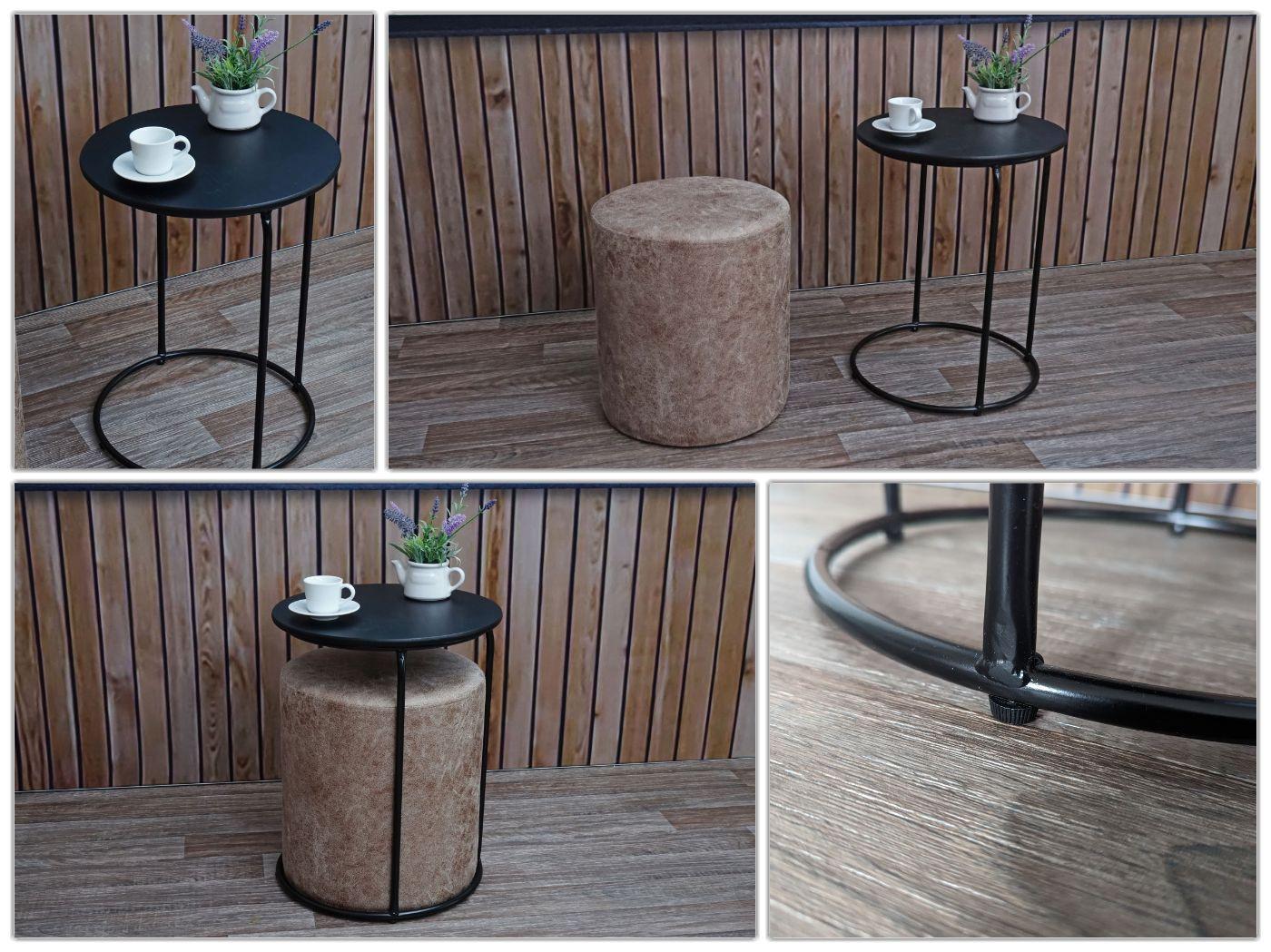 SITZHOCKER/BEISTELLTISCH Braun 2er-Set Textil MCW Möbel > Sessel > Hocker Braun