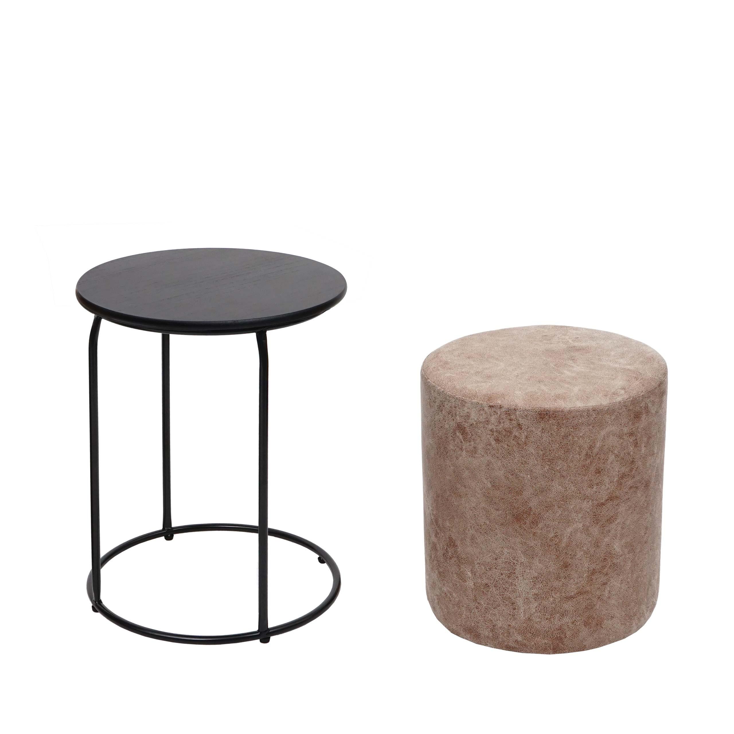Wohnli Möbelsuche - SITZHOCKER/BEISTELLTISCH Braun 2er-Set