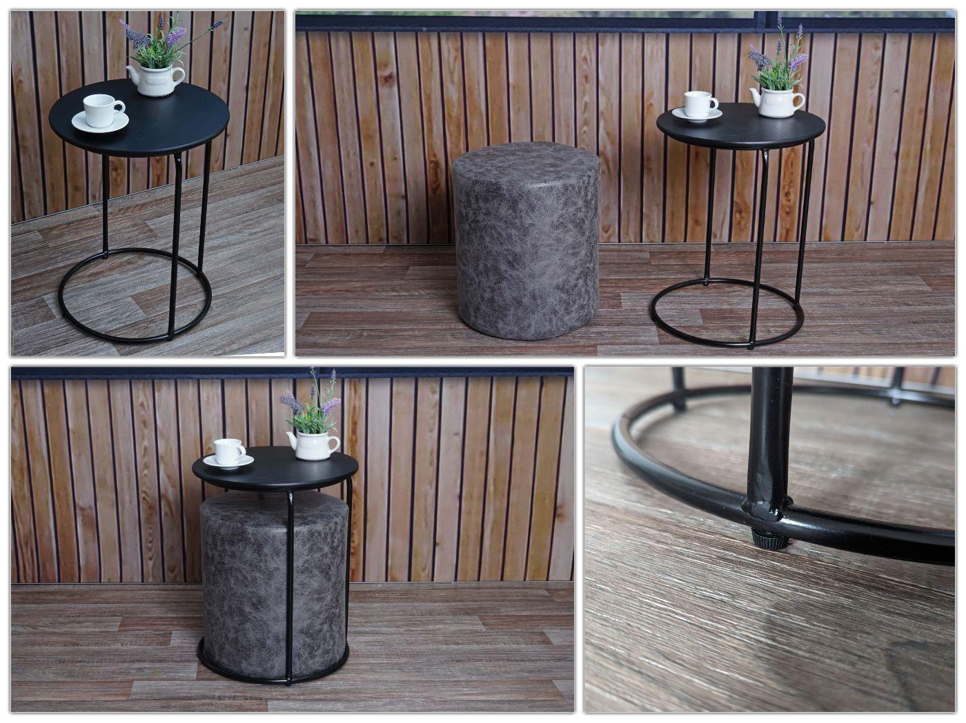 wohnli-moebel-suche-800000415483-1 SITZHOCKER/BEISTELLTISCH Schwarz 2er-Set Textil MCW Möbel > Sessel > Hocker Schwarz
