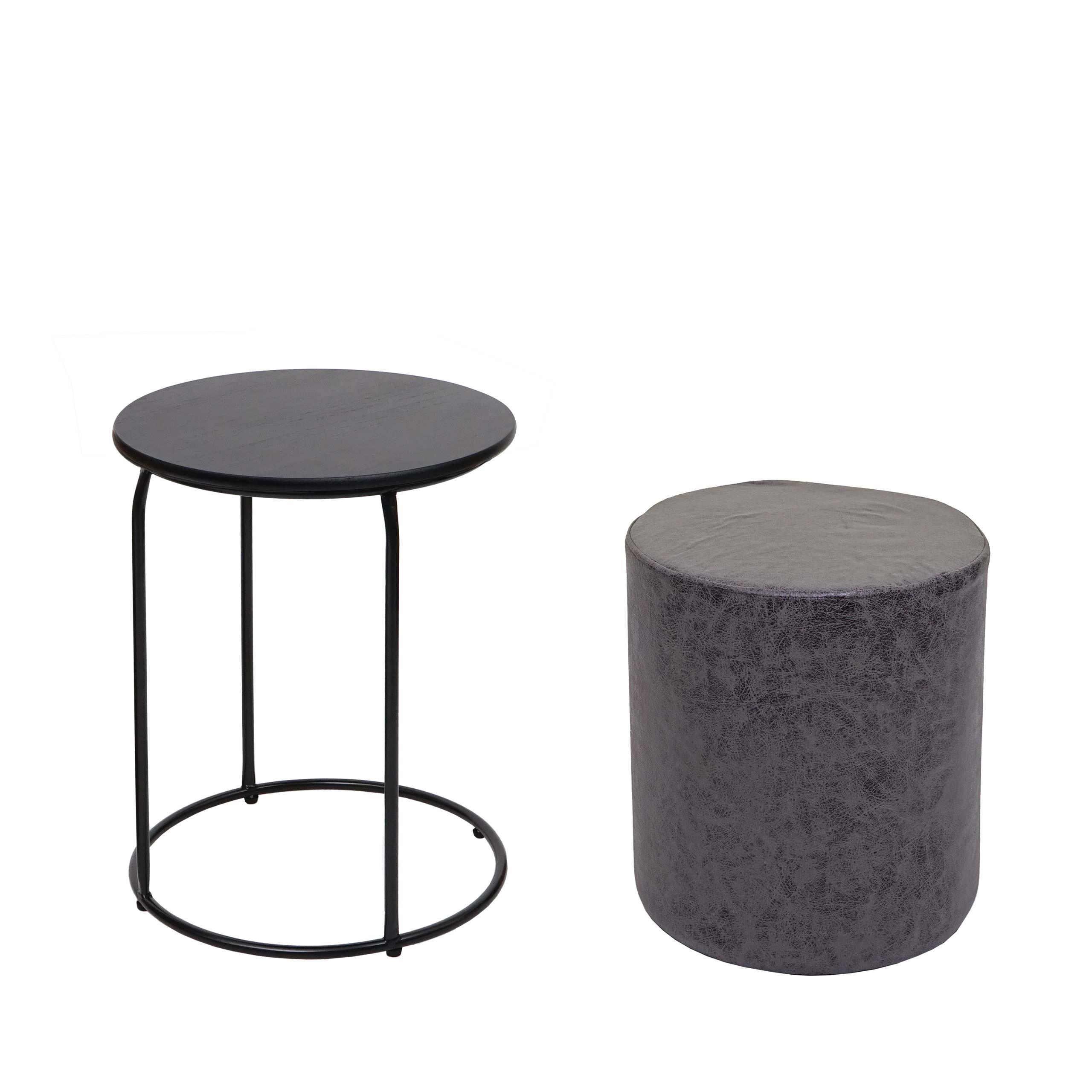 Wohnli Möbelsuche - SITZHOCKER/BEISTELLTISCH Schwarz 2er-Set