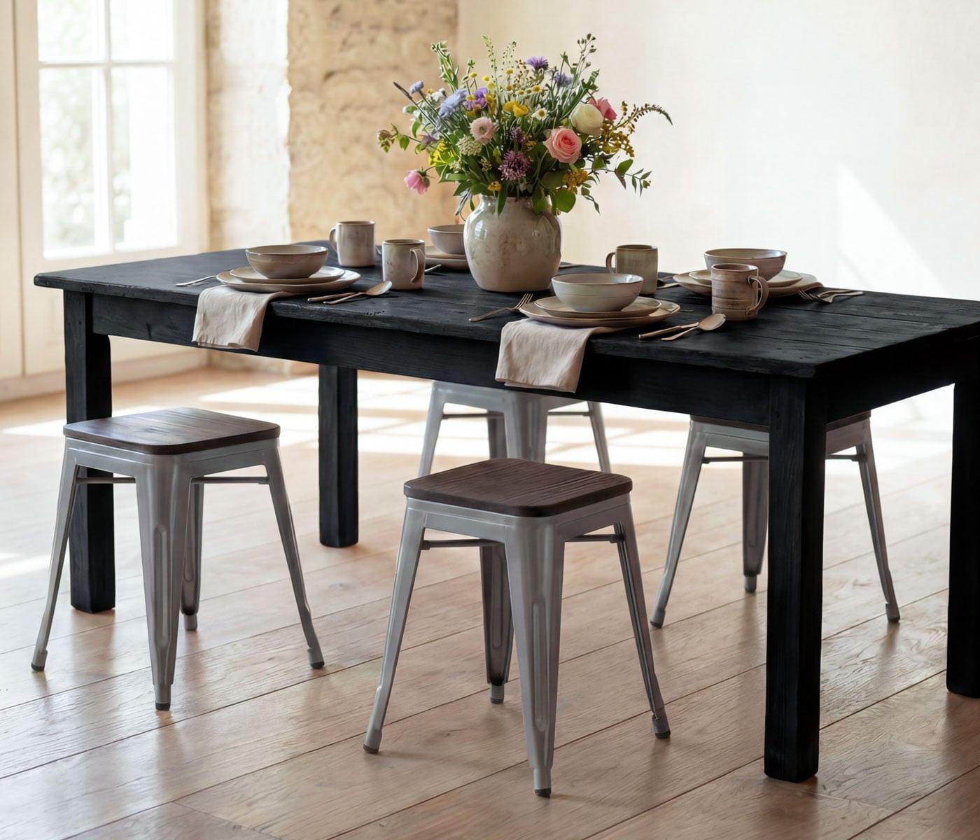 wohnli-moebel-suche-800000415530-1 HOCKER HOLZ-SITZFLÄCHE Grau 4er-Set Holz MCW Möbel > Sessel > Hocker Grau