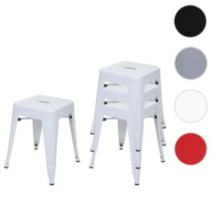 wohnli-moebel-suche-800000416747-1 HOCKER Weiß 4er-Set Metall MCW Möbel > Sessel > Hocker Weiß
