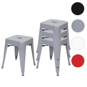 wohnli-moebel-suche-800000416761-1 HOCKER Grau 4er-Set Metall MCW Möbel > Sessel > Hocker Grau