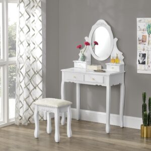 SCHMINKTISCH Limerick Holzwerkstoff [en.casa] Möbel > Tische > Schminktische Weiß