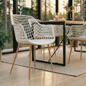 wohnli-moebel-suche-800000422712-1 GARTENSTUHL LUCIA 4er-Set weiß/Sonoma Eiche Textil IDIMEX Garten & Outdoor > Gartenmöbel > Gartenstühle Weiß