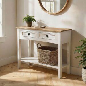 KONSOLENTISCH CAMPO weiß/braun Holz CARO-Möbel Möbel > Kommoden & Schubladenschränke > Konsolentische Weiß