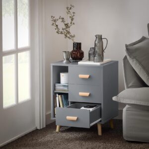 NACHTTISCH Grau Holzwerkstoff, Holz SoBuy Möbel > Kommoden & Schubladenschränke > Nachttische Grau