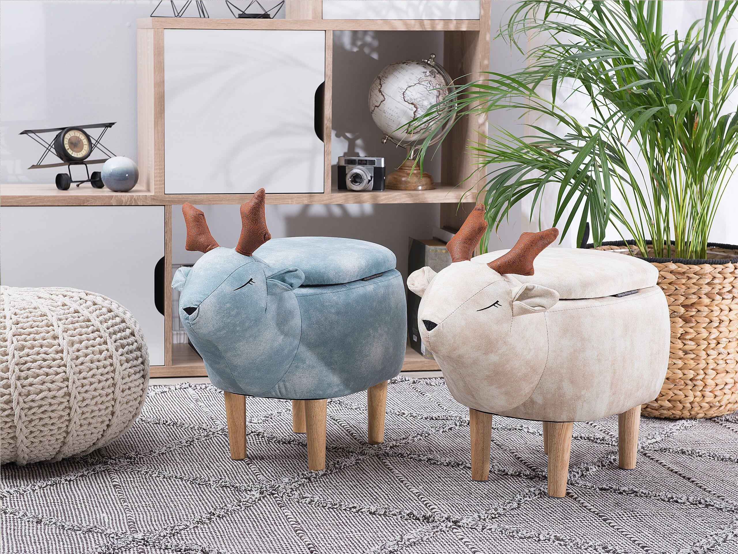 TIERHOCKER Reindeer 31/63/40 cm Textil Beliani Möbel > Sessel > Hocker Beige