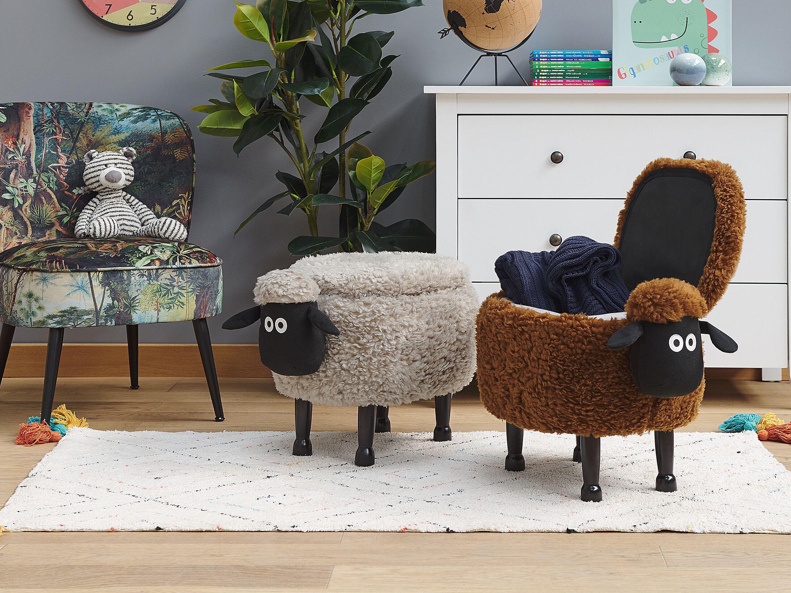 wohnli-moebel-suche-800000463061-1 TIERHOCKER Braun Sheep 35/55/40 cm Textil Beliani Möbel > Sessel > Hocker Braun